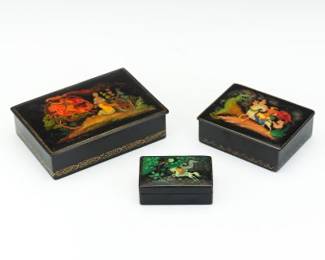 Three Russian Lacquer Boxes