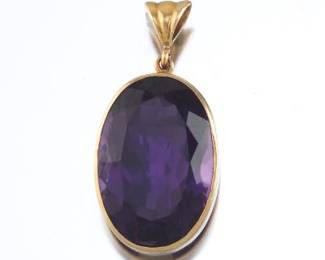 Ladies Antique Gold and Estimated Siberian Amethyst Pendant