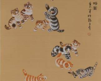 Chinese Scroll Painting of Kittens for Maitland Smith