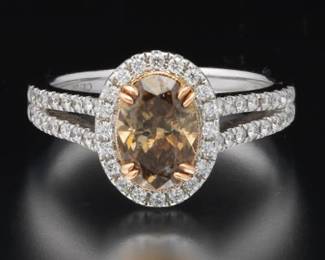 Ladies TwoTone Gold, Fancy Brown and White Diamond Ring
