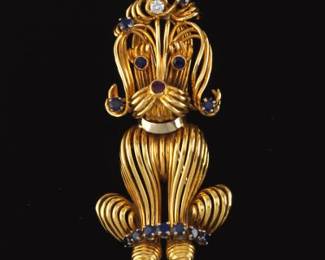 Tiffany Co Style Dog 18k Gold Brooch