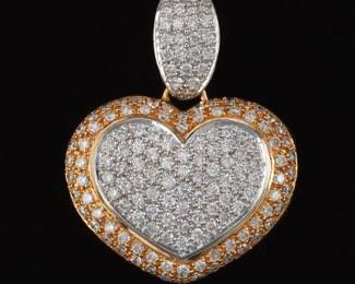 Ladies TwoTone Gold and Diamond Heart Pendant