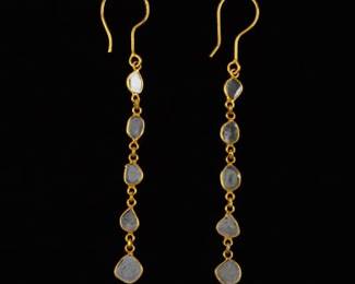 Uncut Diamond Crystal Drop Earrings