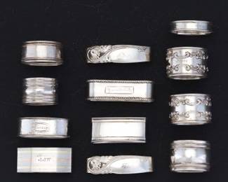 Twelve Sterling Napkin Rings