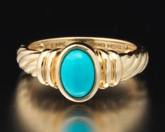 Ladies Gold and Turquoise Ring