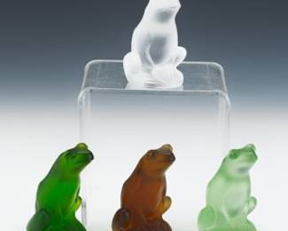 Four Lalique Frogs