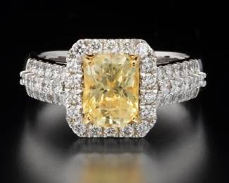 GIA Certified Yellow Sapphire In a .950 Platinum and 18K mounting