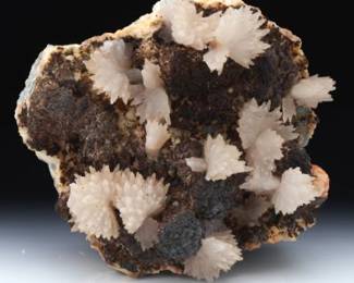 Pink Calcite on Manganese Matrix