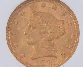 1873 Closed 3 NGC MS 64 $2 Gold