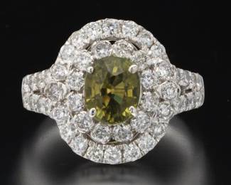 GIA Certified Color Change Alexandrite and Diamond .950 Platinum Ring