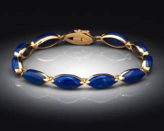 14K and Lapis Jointed Bracelet