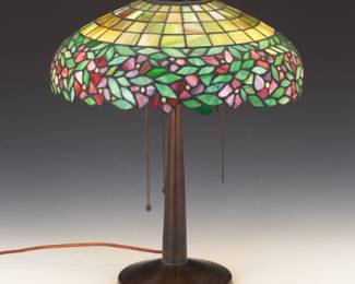 Handel base with Unique Glass Company Leaded Shade