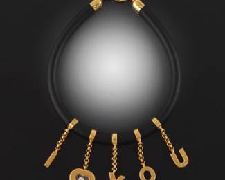 Chopard Diamond Gold Exchange I Love You Charm Bracelet