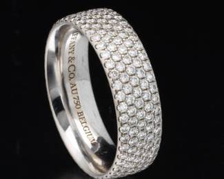 Tiffany Co Belgium Gold and FiveRow Diamond Eternity Band, Metro Collection