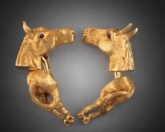 Pair of 14K Gold Figural Horse Head Cufflinks