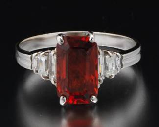 Ladies God, Spessartine Garnet and Diamond Ring