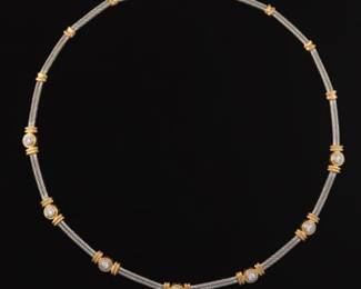 Ladies TwoTone Gold and Diamond Necklace