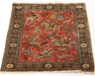 Khum Qum Hunting Design Pure Silk Carpet