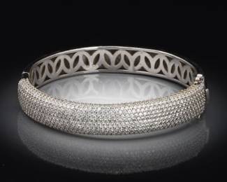 Ladies Sterling Silver and Clear Gem Stones Bangle