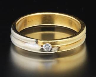 Italian TwoTone Gold and Diamond Band