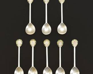 Gorham Sterling Enameled Christmas Spoons.