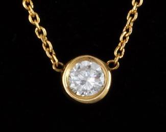 Ladies Gold and Diamond Solitaire Chain Necklace