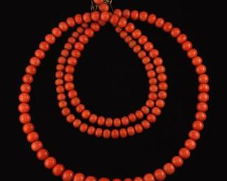 Victorian Silver Gilt and Salmon Coral Necklace