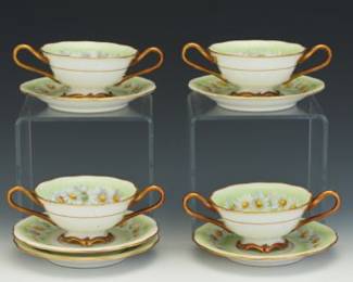 Tressemann Vogt Limoges Porcelain Cup and Saucers