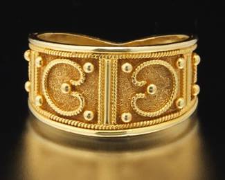 Etruscan Style 18k Gold Band
