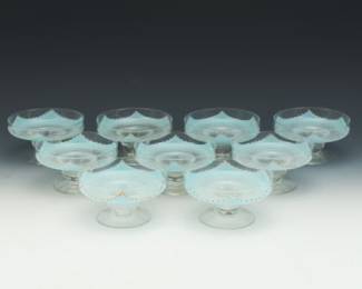 Set of 9 Antique Art Glass Sherbet or Dessert Dishes