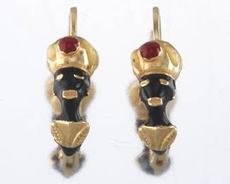 Victorian Gold, Enamel and Gem Blackamoor Earrings