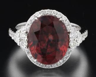 Ladies Gold, Garnet and Diamond Ring