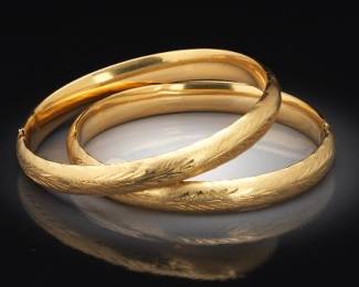 Pair off 14K Hollow Bangles
