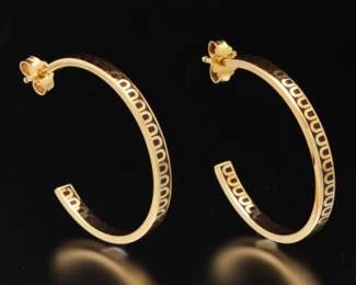 LArc de DAVIDOR France Pair of Gold and Enamel InandOut Scroll Earrings