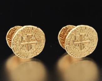 Pair of Gold Atocha Shipwreck Coins Replica Cufflinks