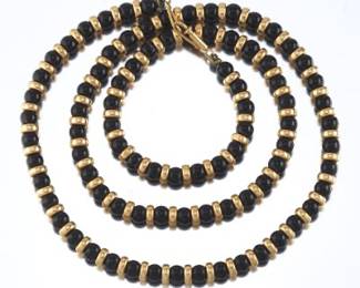 Ladies Gold and Onyx Necklace