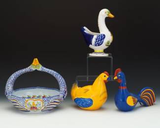 Lot of Four Quimper Faience Pottery Pieces