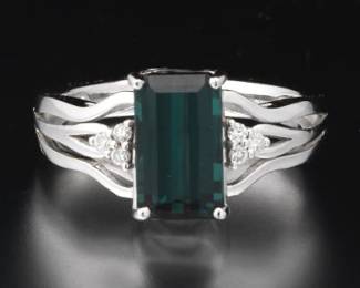 Indicolite Tourmaline in a .900 Platinum Mount