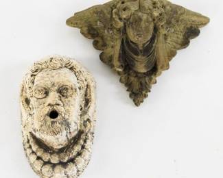 Two Decorative Cast Stone Architectural Garden Fragments