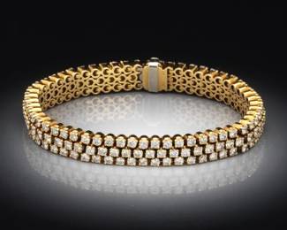 Ladies Gold and Dioamond Line Bracelet