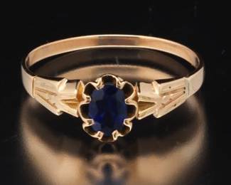 Victorian Gold and Blue Sapphire Ring