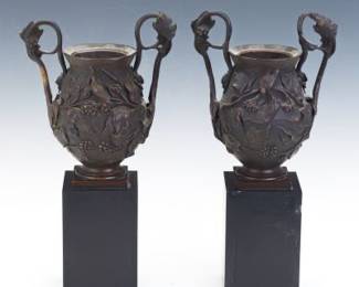 Bronze Urns on Pedestals, after Antiquity