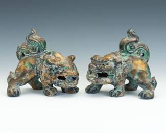 Chinese Pair of Foo Dog Shishi Sculptures
