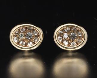 H. Stern Pair of Gold and Diamond Oval Geode Ear Studs