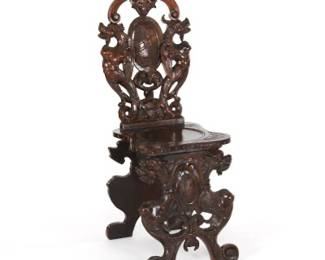 Victorian Renaissance Revival Carved Hall Chair