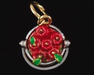 Vintage Gold and Enamel Red Apple Basket
