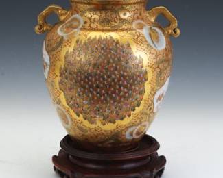 Japanese Satsuma Vase with Thousand Faces Motif
