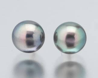 A Pair of Silver Pearl Button Earrings