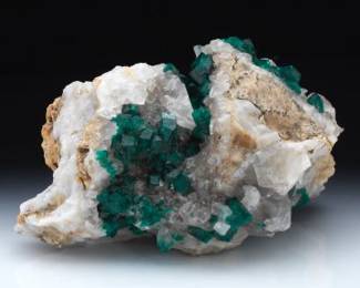 Dioptase on Quartz Matrix