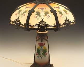 Reverse Painted Glass Lamp